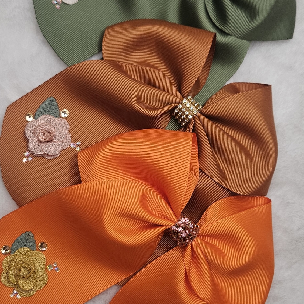 Elegant Orange and Brown Hair Bows